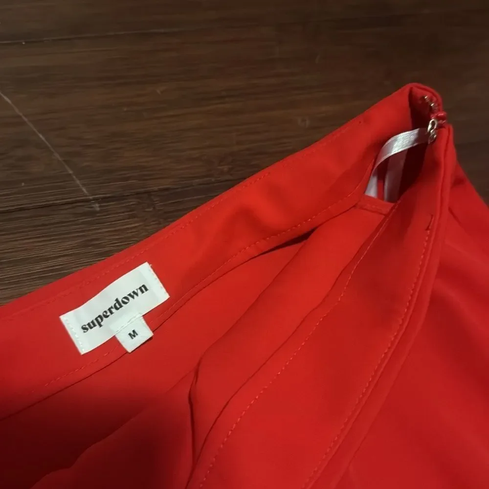 Superdown Red Asymmetrical Skirt Medium - BRAND NEW - Side Zip - Open Front Slit
